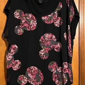Disney Black and Pink Floral Women's Tee